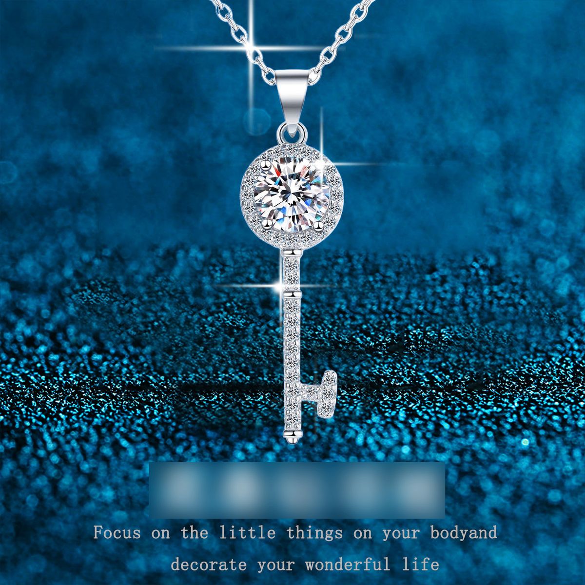 Women's Jewelry S925 Sterling Silver Key Moissanite Necklace One Carat Two Carats Luxury Design_ipsvogv.com