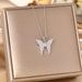 Korean Dongdaemun Titanium Steel Necklace With Elegant Feminine Style, Diamond Studded Butterfly Pendant, Versatile,_ipsvogv.com