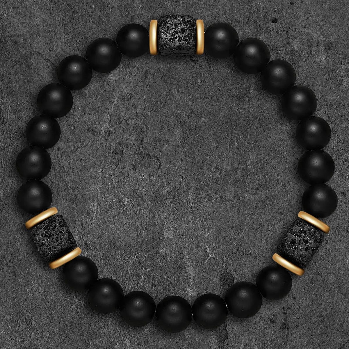 Volcanic Stone Men's Fashion Trend Beaded Necklace, Simple Long Volcanic Stone Necklace, Hip Hop Necklace_ipsvogv.com