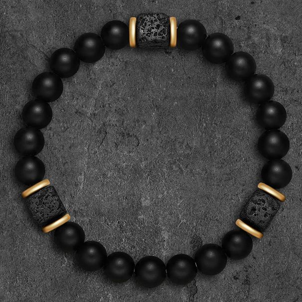 Volcanic Stone Men's Fashion Trend Beaded Necklace, Simple Long Volcanic Stone Necklace, Hip Hop Necklace_ipsvogv.com