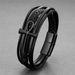 Hot selling multi-layer woven leather cross stainless bracelet, men's titanium steel bracelet_ipsvogv.com