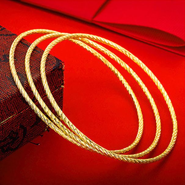 Vietnamese Sand Gold Coil Women's Long Lasting Color Non Fading Brass Simulation Lives Three Generations Bracelet_ipsvogv.com
