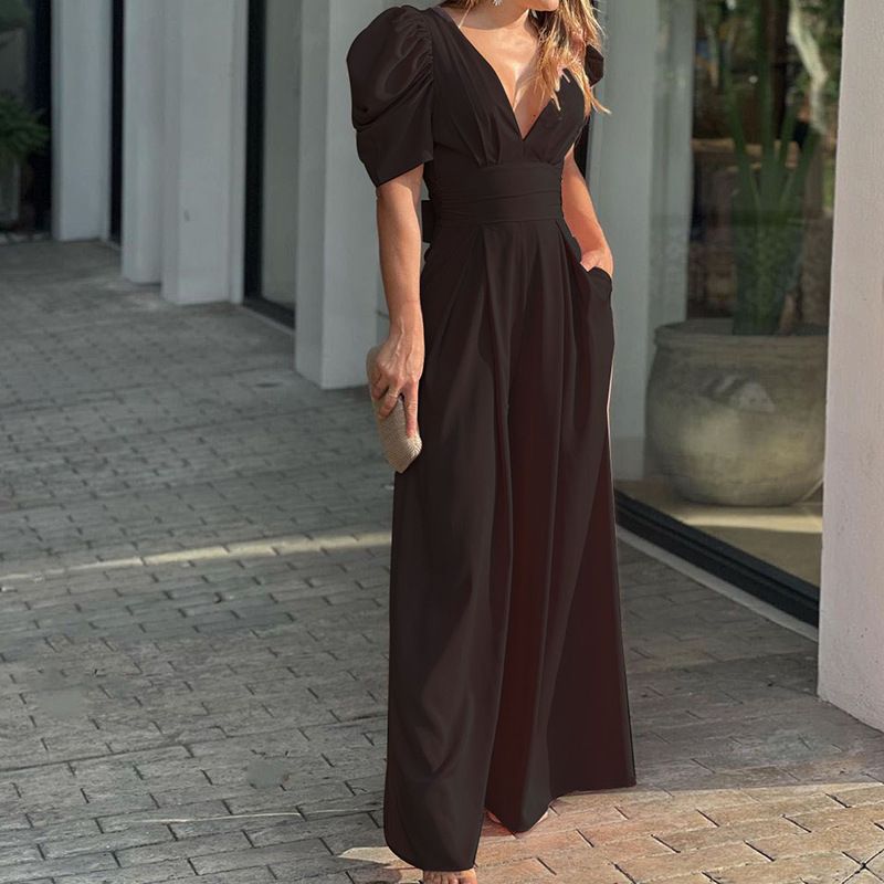 Women's fashion fashion elegant plus size wide leg jumpsuit_ipsvogv.com