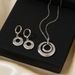Women's Jewelry Set Simple High End Personality Retro Round Double Circle Micro Inlaid Necklace Earrings Jewelry Set_ipsvogv.com