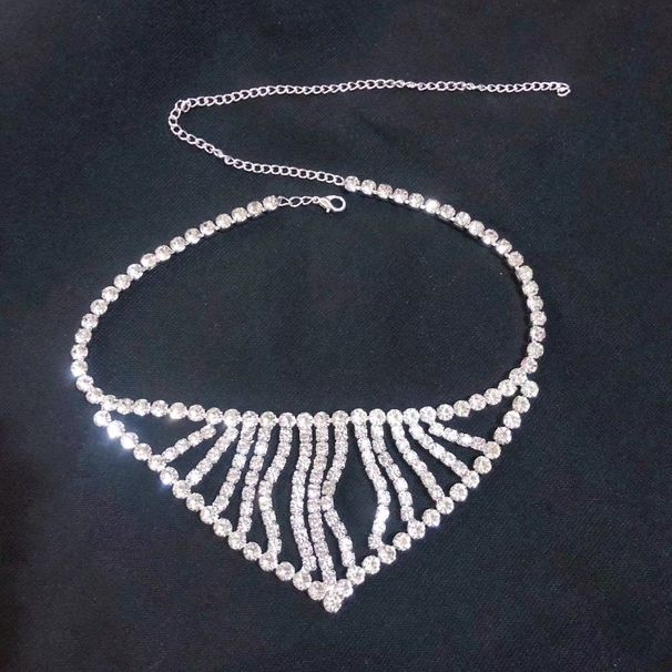 Elegant wedding dress necklace luxury fashion rhinestone ladies party necklace _ipsvogv.com