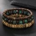 New Coconut Shell Wood Chip Multi Layer Stacking Bracelet Set European And American Retro Men's African Turquoise Wood Bead Bracelet_ipsvogv.com