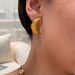 Real Gold Electroplated Titanium Steel Vintage Retro Embossed Moon Fold Earrings_ipsvogv.com