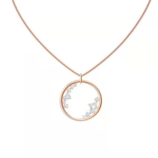Ring Star Embellished Necklace Female Elements Crystal Hollow Clavicle Chain_ipsvogv.com