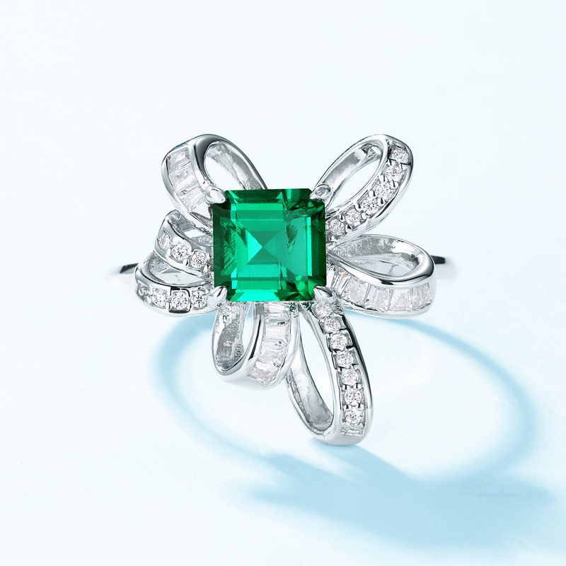 Personalized Light Luxury Colored Gemstone Ring S925 Silver Inlaid Cultivated Emerald Retro Finger Ring Atmosphere_ipsvogv.com