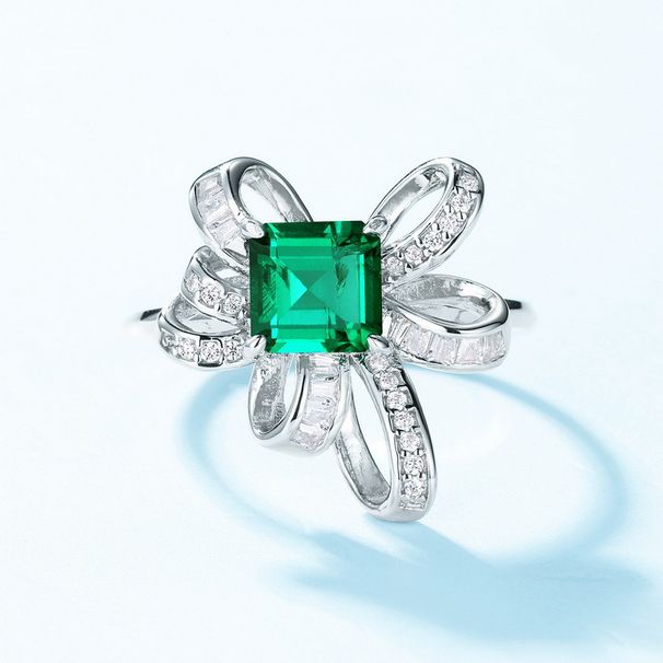 Personalized Light Luxury Colored Gemstone Ring S925 Silver Inlaid Cultivated Emerald Retro Finger Ring Atmosphere_ipsvogv.com