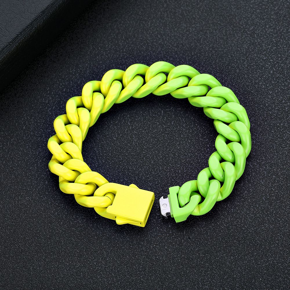 Men's Jewelry Paint Stainless Steel Gradient Bracelet Jewelry Titanium Steel No Fading Cuban Chain Men Hip Hop Bracelet Jewelry_ipsvogv.com