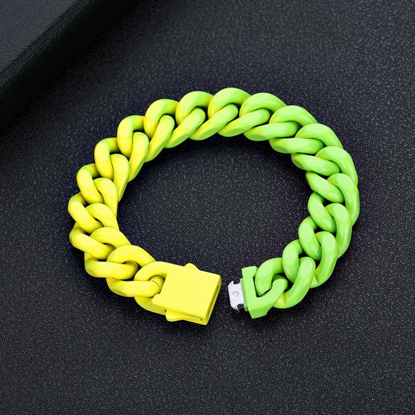 Men's Jewelry Paint Stainless Steel Gradient Bracelet Jewelry Titanium Steel No Fading Cuban Chain Men Hip Hop Bracelet Jewelry_ipsvogv.com