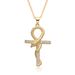 Micro Inlaid Zircon Pearl Cross Minimalist Wind Furnace Real Gold Necklace Female Ins Net Red Clavicle Chain Accessories_ipsvogv.com