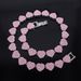 Unisex Jewelry Fashion Popular Diamond 15mm Peach Heart Alloy Necklace For Men Trendy Cool Rap Hip Hop Cuban Chain_ipsvogv.com