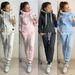 Women's Clothing Autumn and Winter Women's Clothing Hot Style Fleece Fashion Leather Badge Long Sleeve Hooded Casual Sports Suit_ipsvogv.com