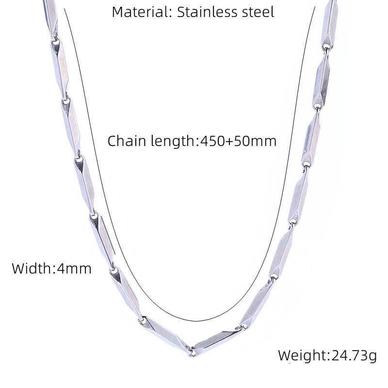 Men's Jewelry Versatile Diamond Melon Seed Chain Necklace Jewelry Hip Hop Personality Stainless Steel Clavicle Chain_ipsvogv.com