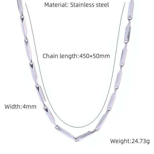 Men's Jewelry Versatile Diamond Melon Seed Chain Necklace Jewelry Hip Hop Personality Stainless Steel Clavicle Chain_ipsvogv.com
