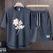Men's Clothing 2024 Waffle Casual Summer Suit Men's Loose Teen Short sleeved T shirt Shorts Handsome Two piece Suit_ipsvogv.com