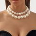 N11500 Exaggerated Pearl Charm Choker Double layered Beaded Cool Wind Necklace_ipsvogv.com