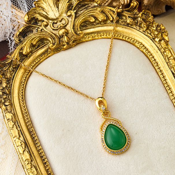 Exquisite Ins Fashion Minimalist Grandmother Green Water Drop Pendant Necklace for Women's Niche Premium Sense Clavicle_ipsvogv.com