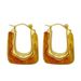 Brass Gold-Plated U-Shaped Amber Melad High-End Sense National Style Niche Design Minimalist Earrings_ipsvogv.com