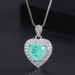 Blue Heart Inlaid Pendant, Simulated Paraiba Necklace, Ring, Earring, Three Piece Set_ipsvogv.com