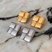 Real Gold Electroplated Titanium Steel Polished Square Plaid Bread OOTD Earrings_ipsvogv.com