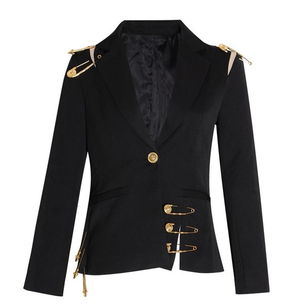 Women's Shoulder Mesh Stitching Pin Decoration Long-sleeved Slim-fit Slimming Small Suit Jacket Women's Fashion_ipsvogv.com