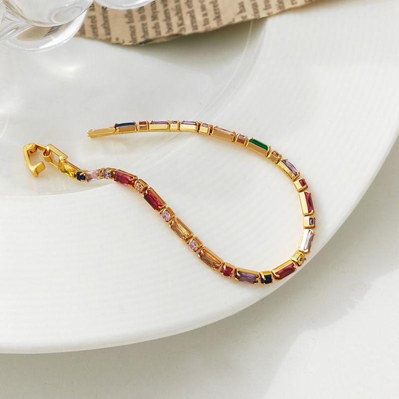 Qingdao Jewelry Colorful Contrasting Zircon Bracelet With New Design Sense Instagram Fashion Handicraft 1147_ipsvogv.com