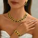 Geometric Jewelry Set - Necklace, Earrings & Bracelet | European & American Style Drop Oil Design | Long Clavicle Chain For Women_ipsvogv.com