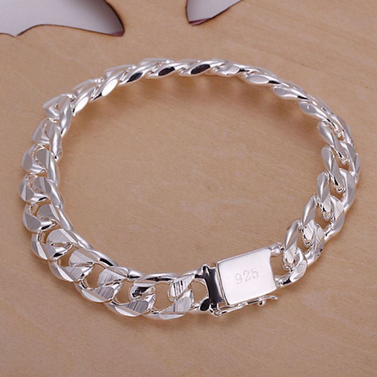 Trendy Fashion Exquisite Jewelry Silver Personality Men's Two-tone Side Buckle Bracelet_ipsvogv.com