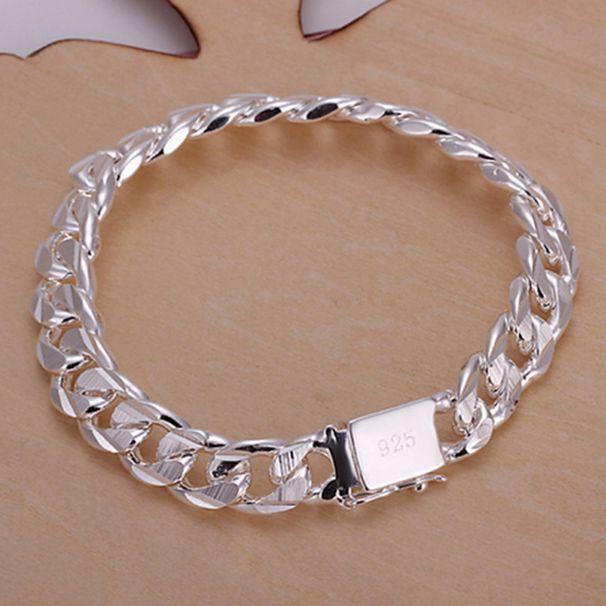 Trendy Fashion Exquisite Jewelry Silver Personality Men's Two-tone Side Buckle Bracelet_ipsvogv.com