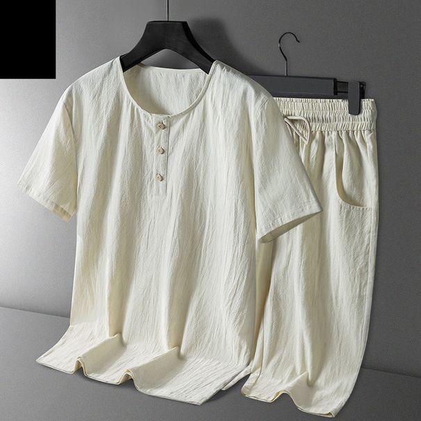 men's clothing Summer Suit Tang Suit Middle-aged and Elderly Summer Suit Men's Chinese Style Cotton and Linen Short Sleeve Shorts Hanfu Retro Suit_ipsvogv.com