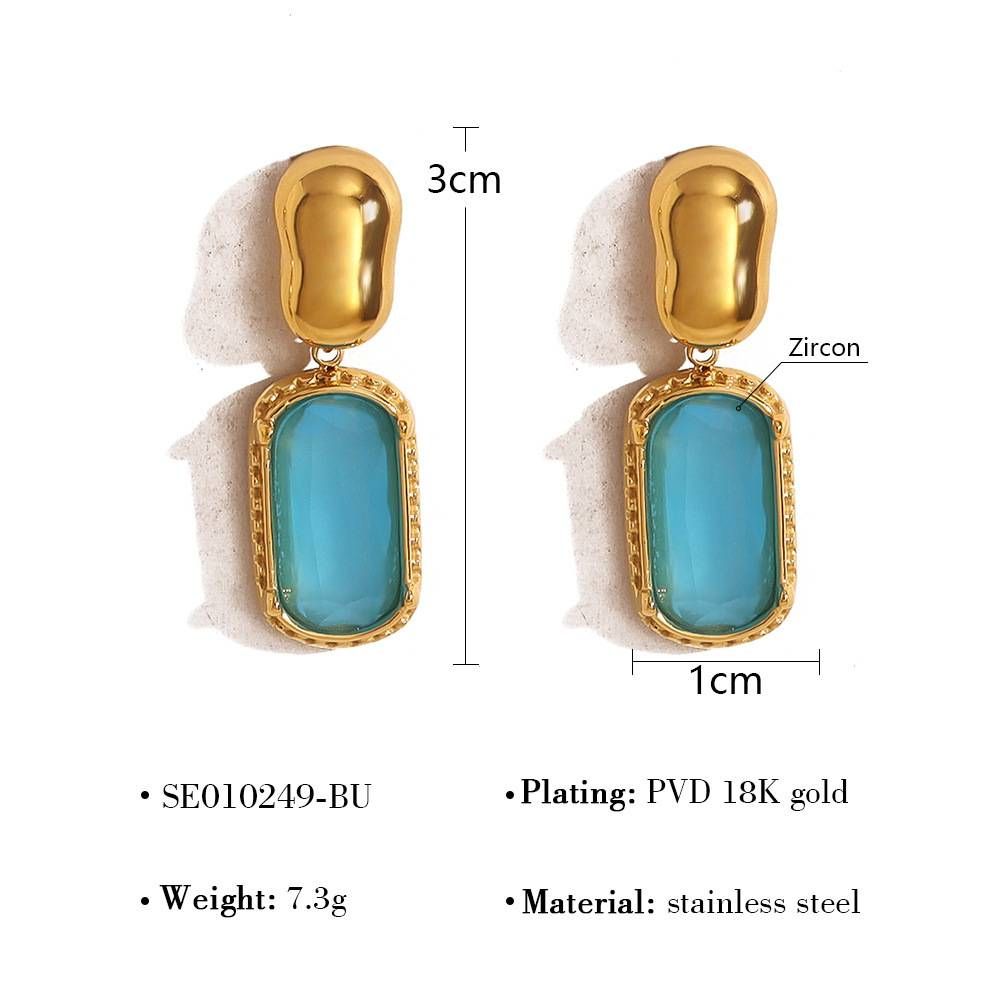 Gold Retro Luxury AAA Colored Zircon Stainless Steel Earrings For Women As A Fashionable Gift For Women_ipsvogv.com