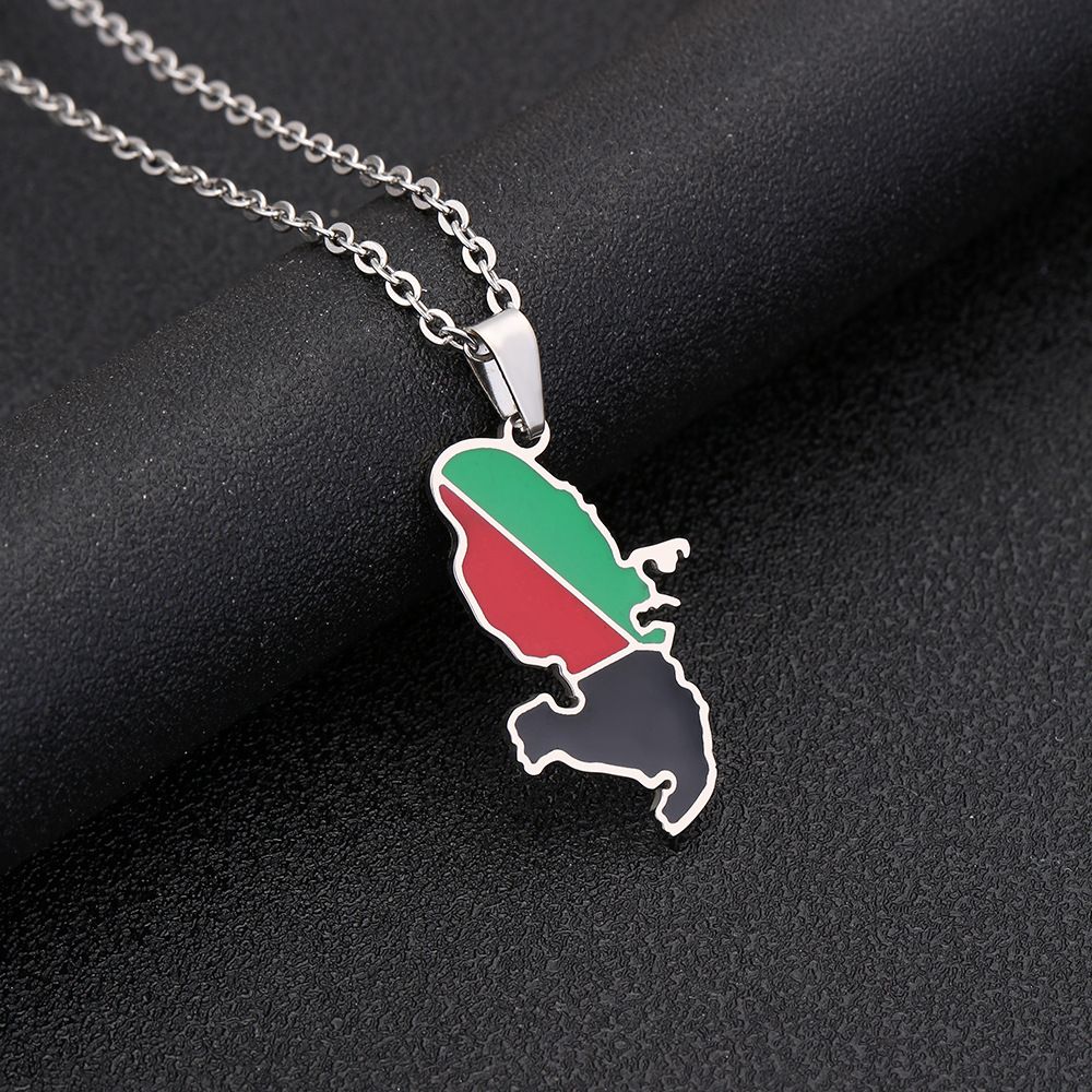 Stainless steel French Martinique map necklace ethnic style female niche design light luxury sweater chain jewelry_ipsvogv.com