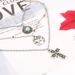 New Personalized Cross Turquoise Map Three Layer Necklace_ipsvogv.com
