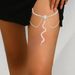 Women's sexy rhinestone beach snake shaped leg chain high end accessories diamond studded trendy body chain jewelry_ipsvogv.com