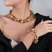 Jewelry Exaggerated Geometric Smooth Clavicle Chain Splicing Beaded Bracelet Set_ipsvogv.com