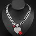 Hip Hop Love Red Drip Oil Arrow Heart Piercing Full Diamond Alloy Pendant Fashion Trend Cuban Necklace_ipsvogv.com