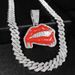 Hip Hop Alloy Engraved Red Lips Full Diamond Sexy Bite Pendant Cuban Chain Necklace_ipsvogv.com