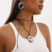 11775ZA Design Hollow Metal Circle Earrings Sweet Cool Adjustable Wax Rope Pendant Necklace_ipsvogv.com