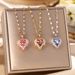 Korean Version Live Streaming Colorful Ocean Heart Pendant Titanium Steel Necklace For Women's Light Luxury Girlfriends_ipsvogv.com