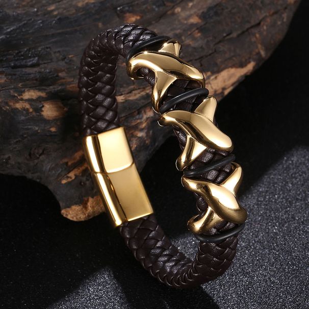 Stainless Steel High-end Leather Woven For Men's Domineering Trend Bracelet_ipsvogv.com
