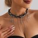 Delicate Cross Tassel Pendant Glass Rice Bead Collarbone Chain Ins Trendy Multi-layer Necklace_ipsvogv.com