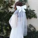 Hair Jewelry Double Layer Mesh Tulle Solid Color Women Short Wedding Veil With Clip Ribbon Edge Center Cascade Bride_ipsvogv.com