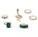 New Jewelry Creative Diamond Green Snake 6-piece Set Personalized Joint Ring_ipsvogv.com