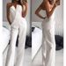 Women's spring and summer solid color splicing slim fit one-piece sleeveless long-sleeved one-shoulder jumpsuit_ipsvogv.com