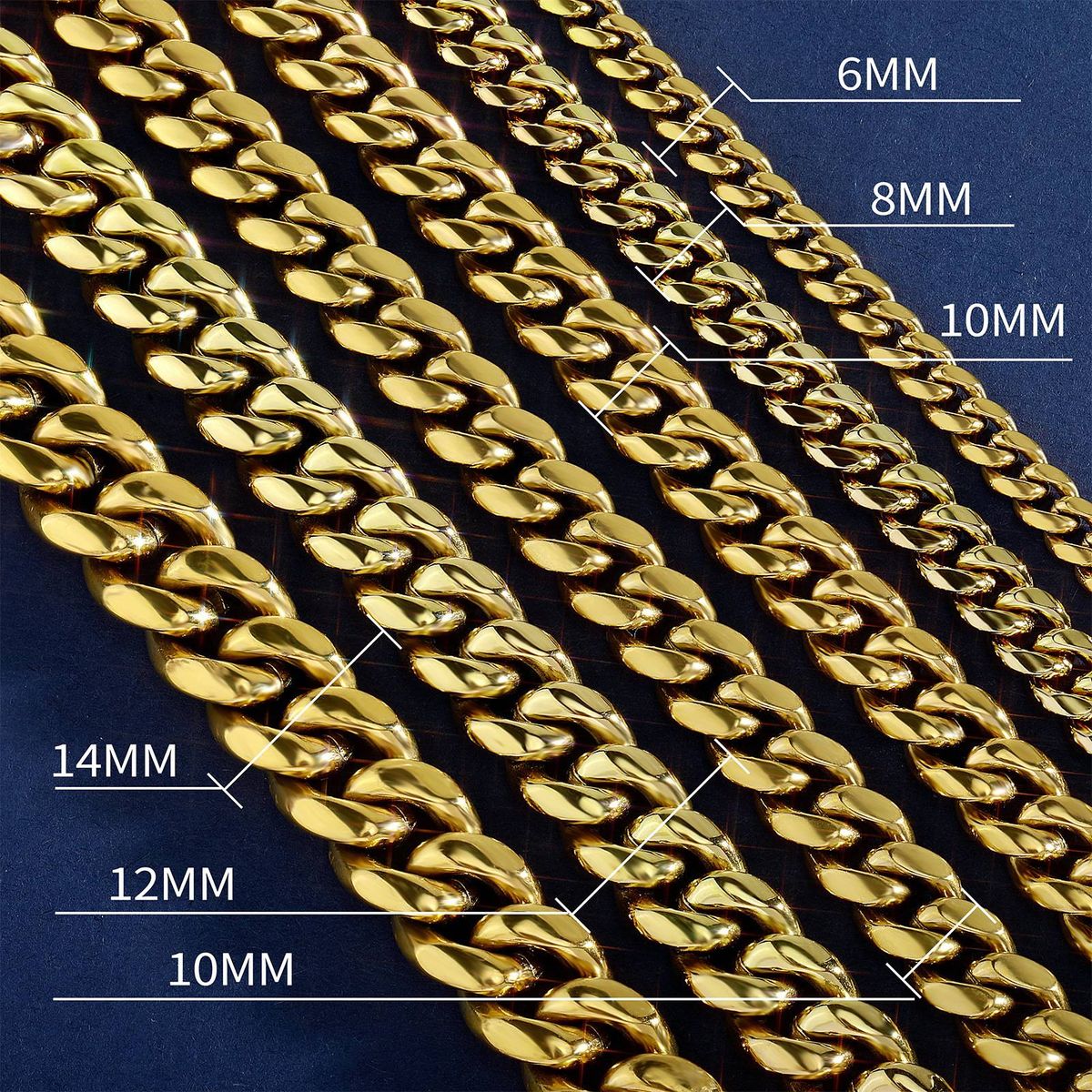 Men's Jewelry 6 14MM Titanium Steel Cuban Chain Trendy Hip Hop Stainless Steel Encryption Necklace Men's Bracelet Does Not Fade All Match Necklace_ipsvogv.com