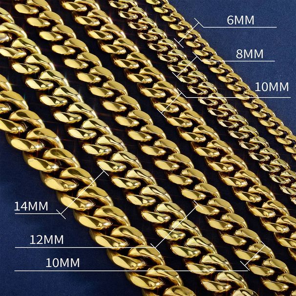 Men's Jewelry 6 14MM Titanium Steel Cuban Chain Trendy Hip Hop Stainless Steel Encryption Necklace Men's Bracelet Does Not Fade All Match Necklace_ipsvogv.com