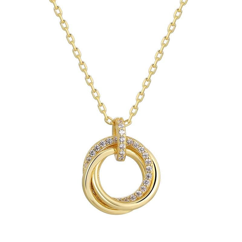 Women's Jewelry S925 Silver Three Ring Necklace Clavicle Chain Ins Style High Grade Sense Ring Niche Design Pendant_ipsvogv.com